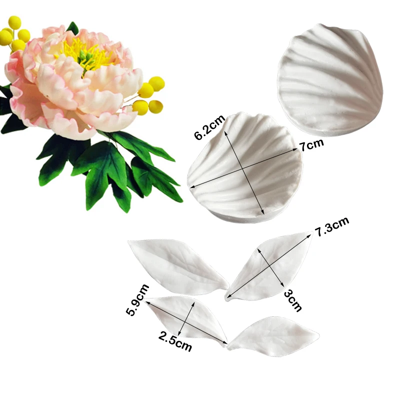 NEW Peony Flower & Leaf Silicone Mold Cake Decorating Tools Fondant Gumpaste Clay Sugarcraft Floral Petal Tools C394