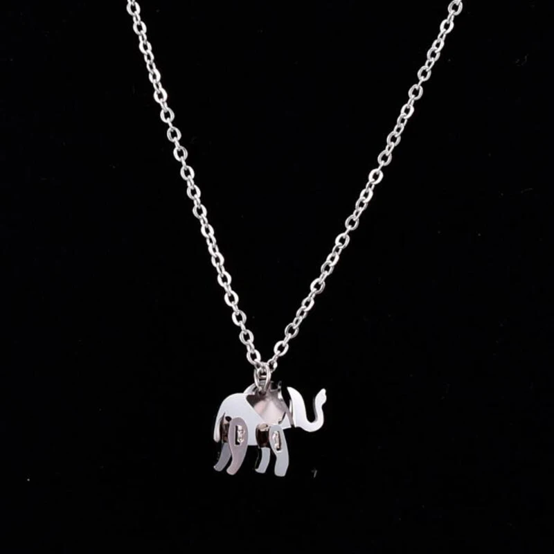 2021 New Elephant Pendant Necklace Rose Gold Color Fashion Titanium Steel Woman Jewelry Christmas Gift Never Fade Drop Shipping