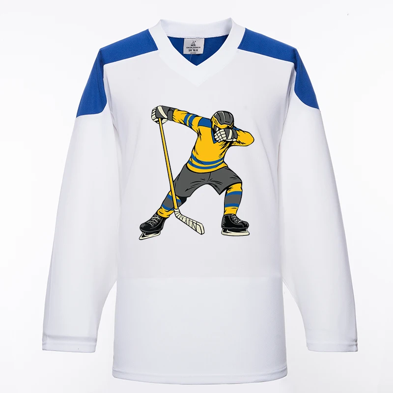 Han Duck high-quality light and thin breathable white personalized ice hockey practice jersey & large street shirt-all sizes