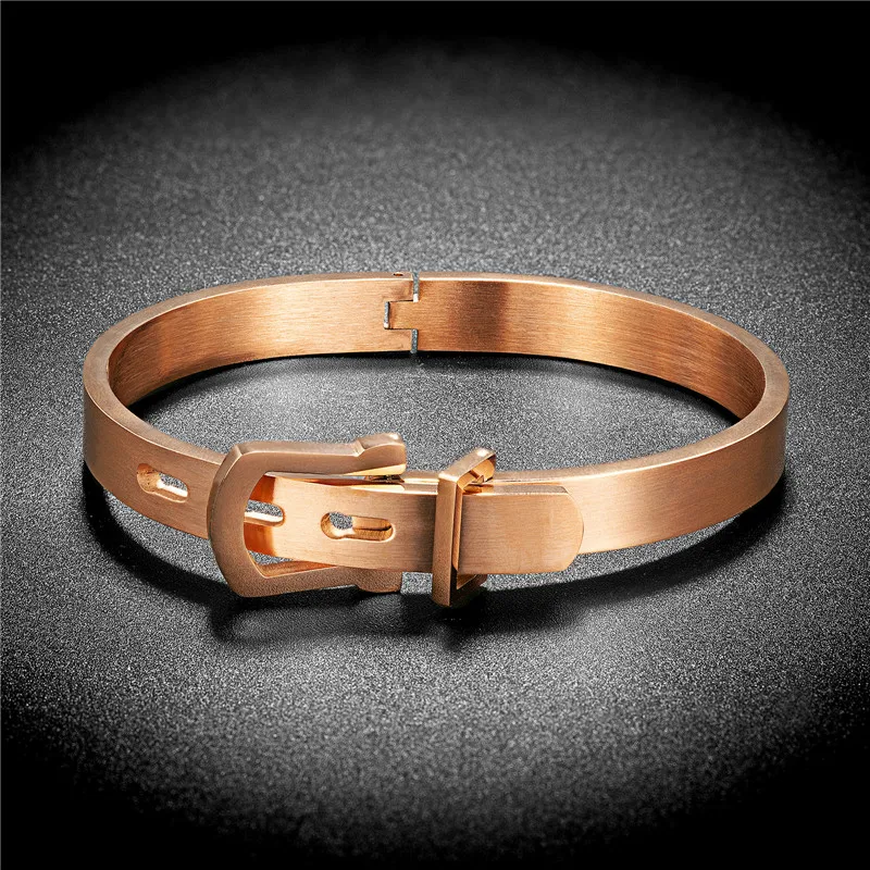 Fashionable Titanium Steel Belt Buckle Personality Trend Gold Silver Four-Color Bangles & Bracelets for Men and Women Jewelry