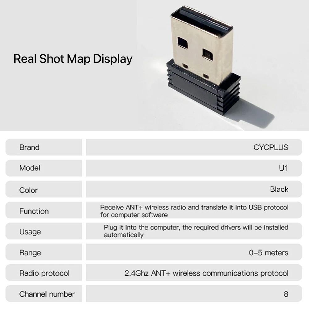 CYCPLUS-Clé émetteur récepteur sans fil ANT + USB, accessoires de vélo, pour logiciel de cyclisme conventionnel