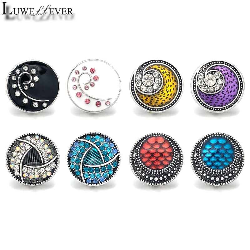 

Whirl Component 076 Crystal 18mm Metal Snap Button For Bracelet Necklace Interchangeable Jewelry Women Accessorie Findings