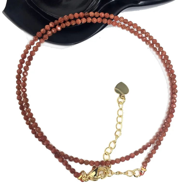Natürliche Stein Perlen Halsketten 2MM Kleine Größe Facettierte Runde Quarts Turmalin Mini Perlen Halsketten Für Frauen Schmuck Geschenke – Detail 19