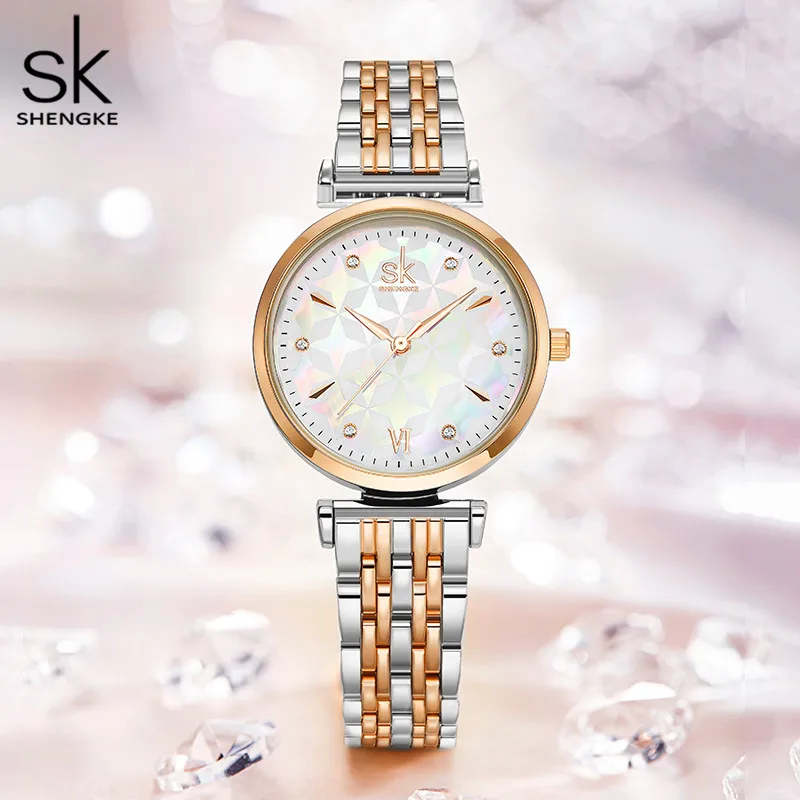 Shengke Brand Luxury Bracelet Women Watch Rosegold Wristwatch for Women Japanese Quartz Original Design Watch Relogio Feminino