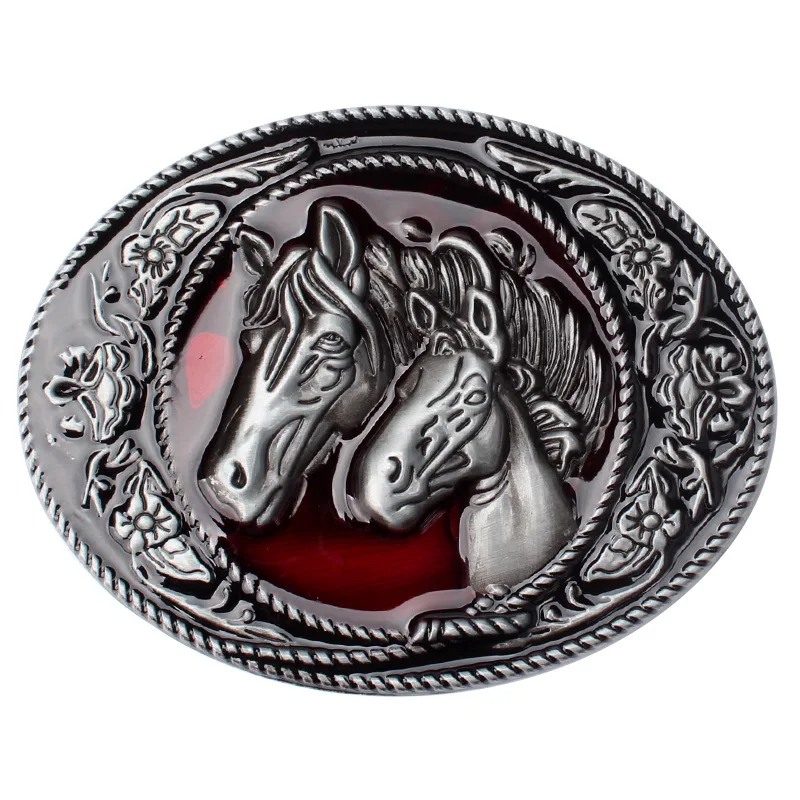 Double Horse Head Belt Buckle Simple Four cmSmooth Buckle Animal Pattern DIY Accessories Metal Material