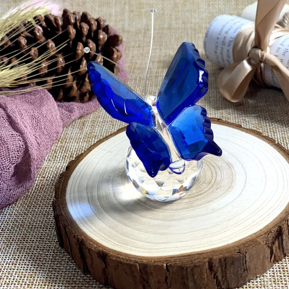 Elegant Butterfly Crystal Glass Animal Figurines, Paperweight Art Craft, Table Ornament, Home Wedding Decor, Xmas Gift for Kids,