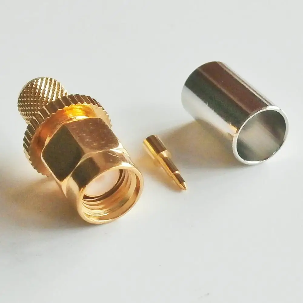 

10X Pcs RF Coax Connector Socket SMA Male Jack Crimp for RG8X RG-8X RG59 LMR240 Cable Plug Gold Plated Coaxial High-quality