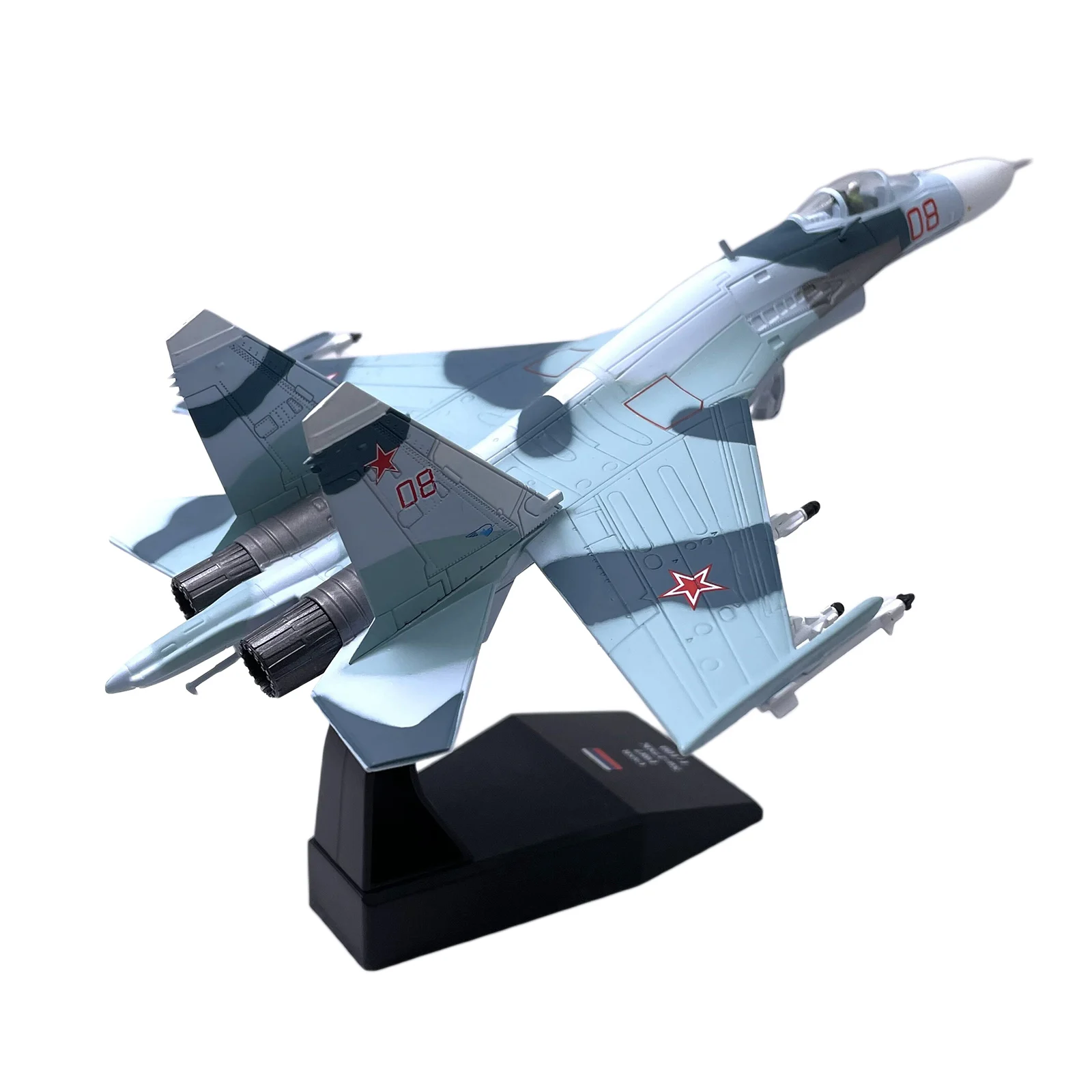 1/100 Scale Alloy Russian Airlines Flanker Sukhoi Su-27 Diecast Model with Stand Model Plane for Collectibles Gift Decor