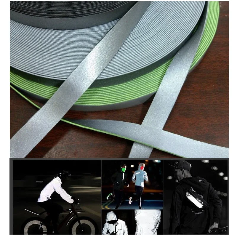 

2CM Wide Double Parties Reflective Elastic Fabric Stretch Reflective Strip Sewn In The Clothing