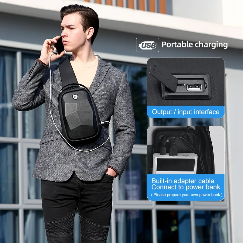 Imagem -06 - Fenruien-bolsa Tiracolo Multifunções Masculina Bolsa de Ombro Anti-roubo Impermeável Carregamento Usb Viagem Curta Bolsa de Peito Moda Novo 2023