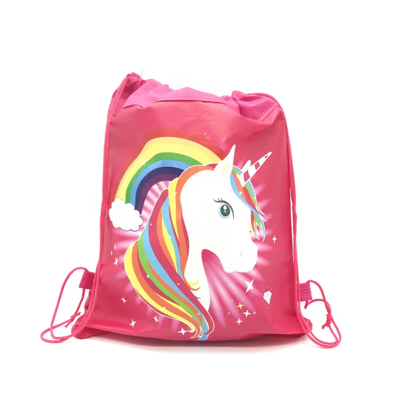 6/12/24/30PCS Unicorn Drawstring bag for Girls Travel Storage Package Cartoon School Backpacks Children Birthday Party Favors