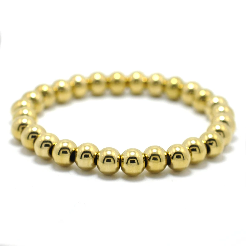 AliExpress 6/8mm Stainless Steel Gold Color Beaded Bracelets & Bangles for Women Men Jewelry Biker Bicycle Bead