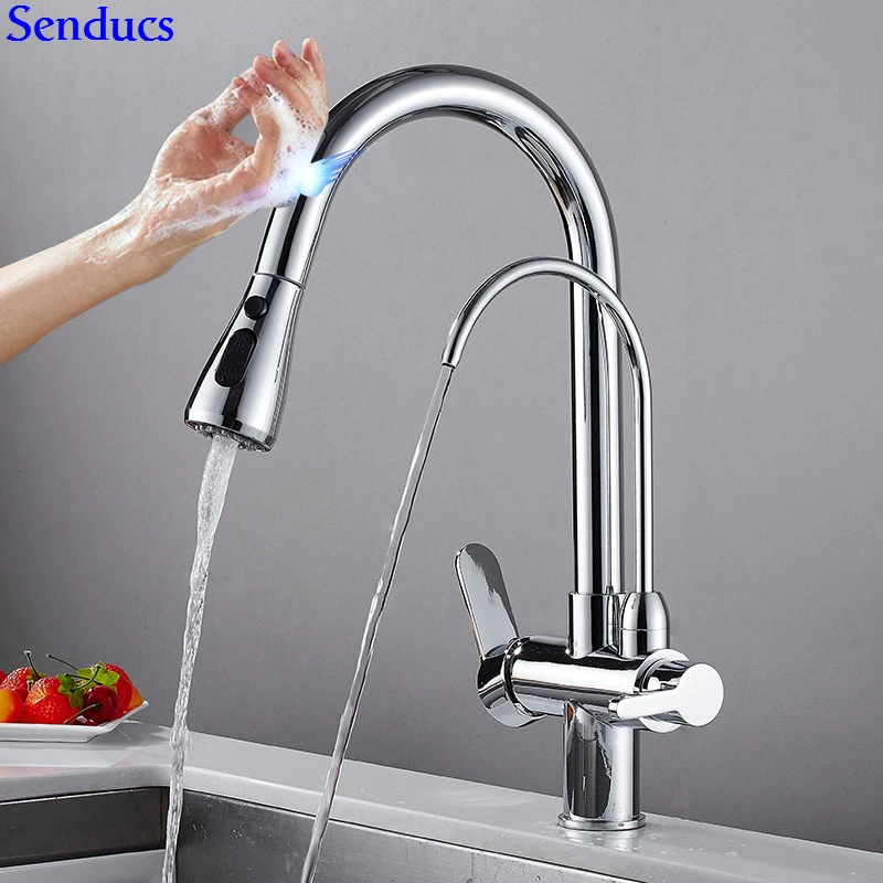 

Sensor Kitchen Faucet Senducs Pull Out Filter Kitchen Sink Faucet Smart Touch Sensing Filter Kitchen Mixer Tap Chrome Touch Taps