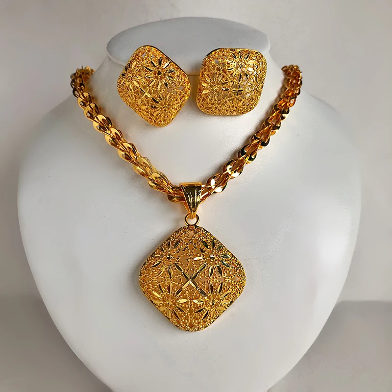Ethiopian Gold Color Wedding  Jewelry Set For Women Girl  With Ethiopian Handmade Chain earing  Jewelry Sets Eritrea Items