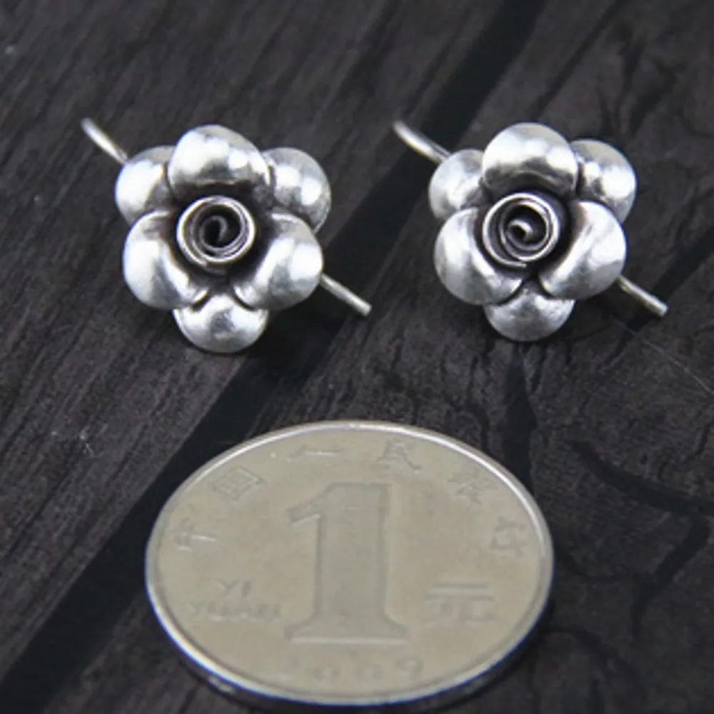 BOCAI New 100% S925 Silver Rose Earrings for Woman in Sterling All-Match Small Flowers