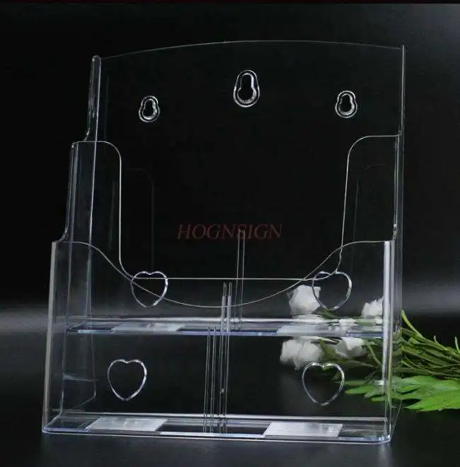 A4 two-layer desktop transparent information shelf display box leaflet catalogue wall hanging acrylic information box