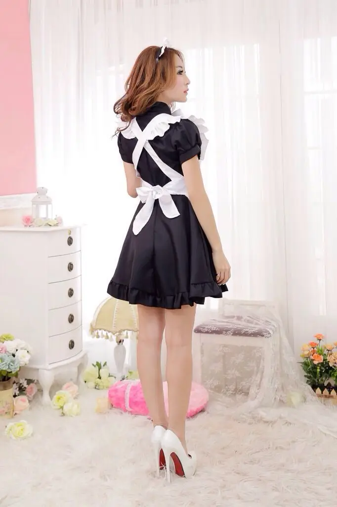 Pink Black Cute Lolita Maid Costumes French Maid Dress Girls Woman Amine Cosplay Costume Waitress Maid Party Stage Costumes Red