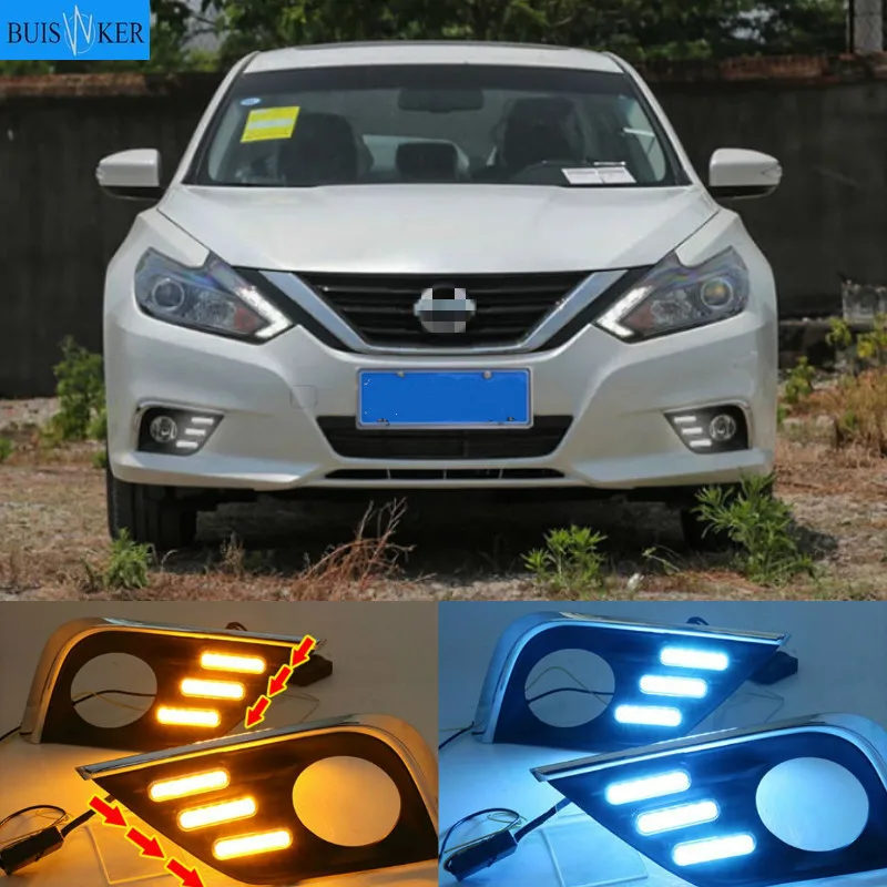 

For Nissan Altima Teana 2017 2018 LED Daytime Running Light Waterproof Car 12V LED DRL fog Lamp with Turn Signal style Relay