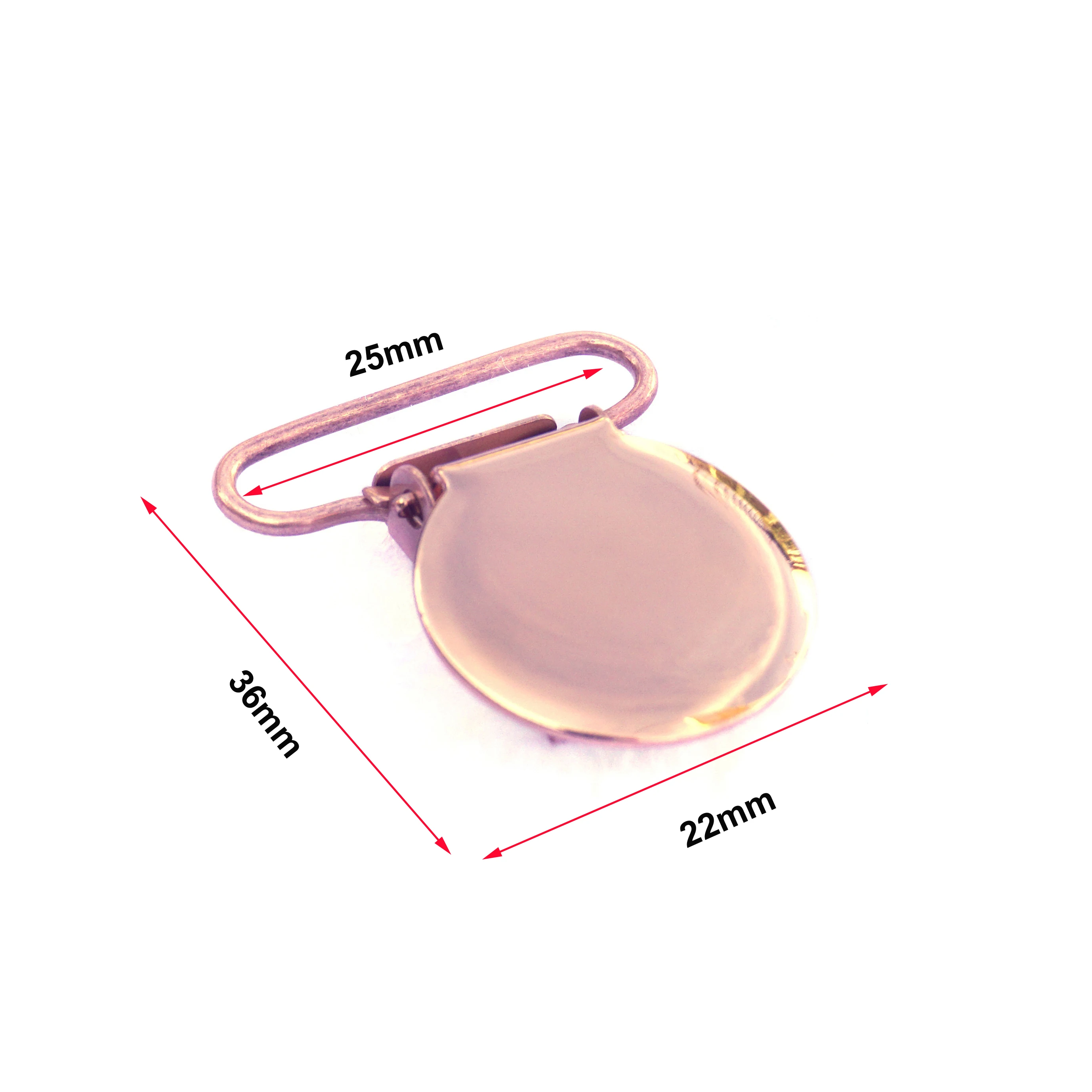 10Pcs Rose Gold Runde Form Schnuller Hosenträger Clips Baby Schnuller Halter Infant Dummy Clip Mit Kunststoff Einsatz für 25mm Band – Detail 8