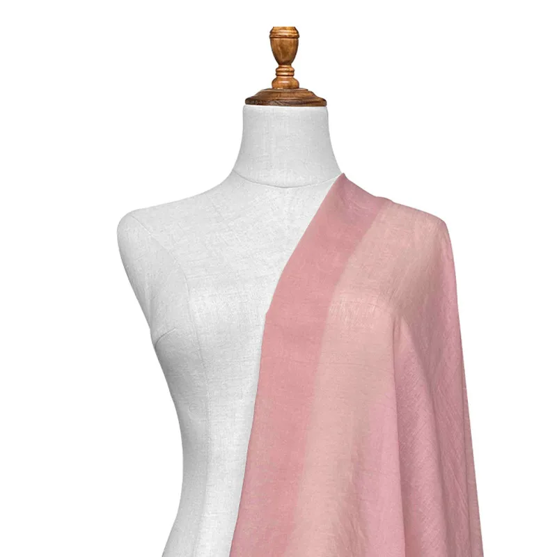 NEW21 High-class Solid Pink Color Summer Ultra-thin Silk and Linen Fabric for Women’s Pajamas Shirt