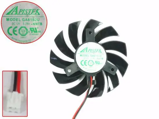 

APISTEK GA81S2U NNTB Server Frameless Fan DC 12V 0.38A, Dia. 74mm C.T.C 39mm