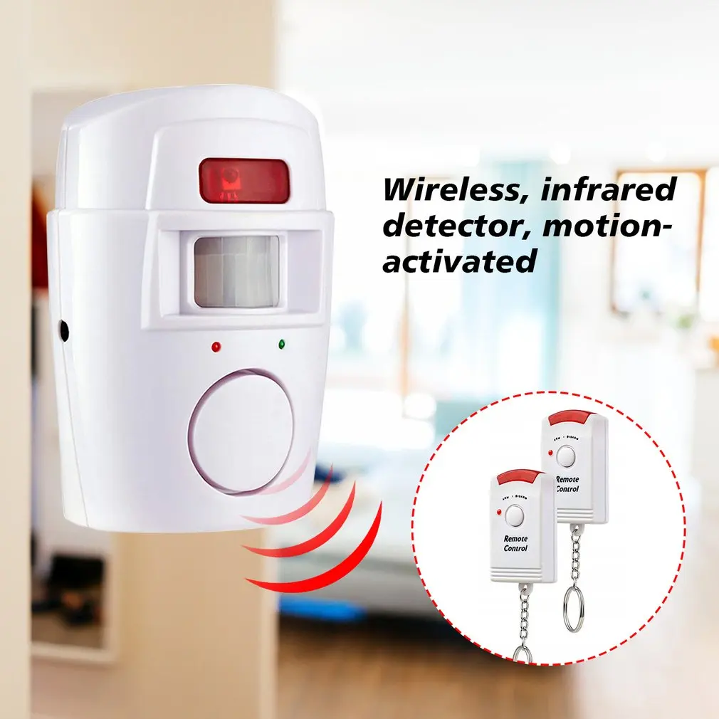 Wireless Remote Controlled Mini Alarm with IR Infrared Motion Sensor Detector & 105dB Loud Siren For Home Security Anti-Theft