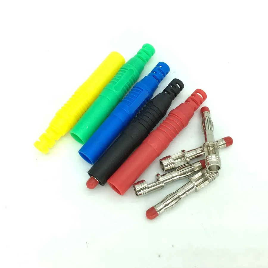 10 Chiếc Màu Full Vỏ Bọc An Toàn Cách Nhiệt Đồng 4Mm Chuối Cắm Hàn Loại Đầu Nối Cáp Đầu Đo Đồng Hồ Vạn Năng Bút