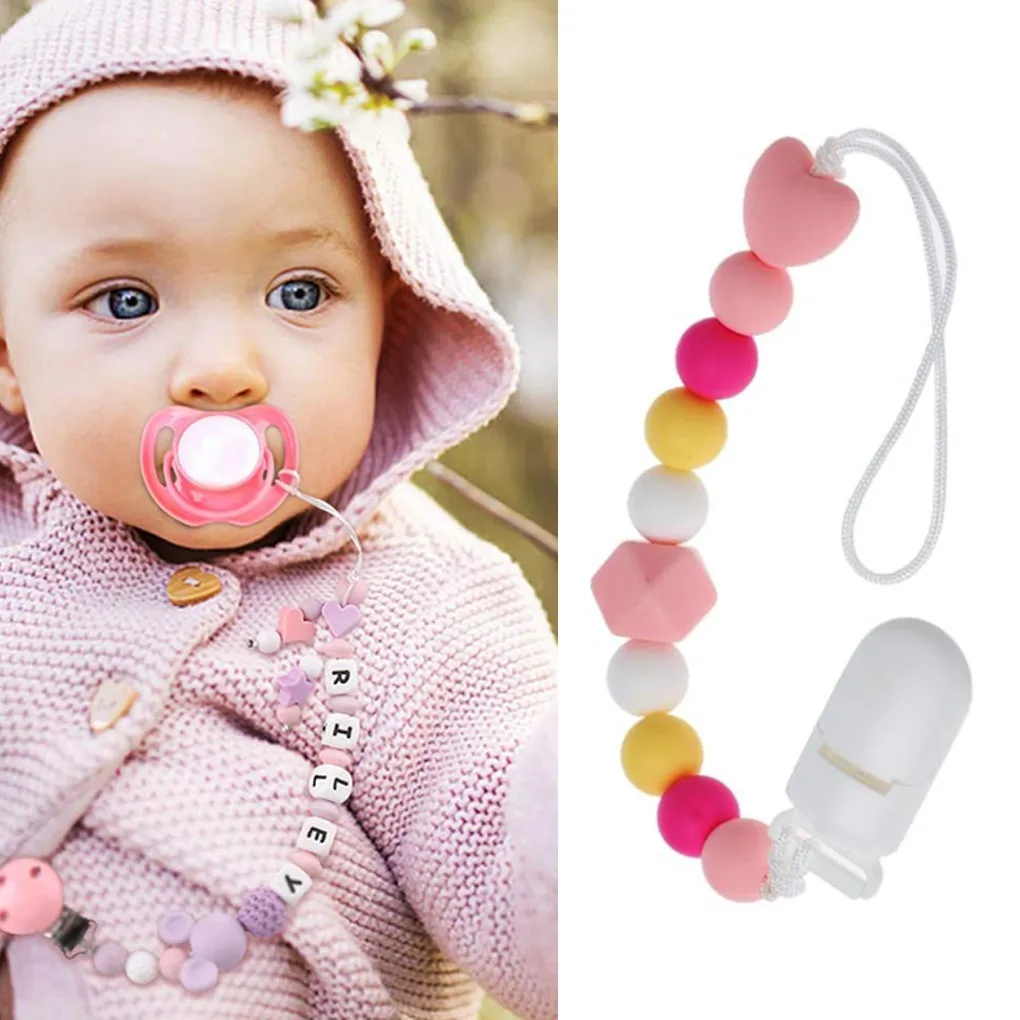 Baru Bayi Dot Klip Penenang Model Rantai Perempuan Silikon Tumbuh Gigi Crochet Manik-manik Teether Hadiah Mainan BPA Gratis