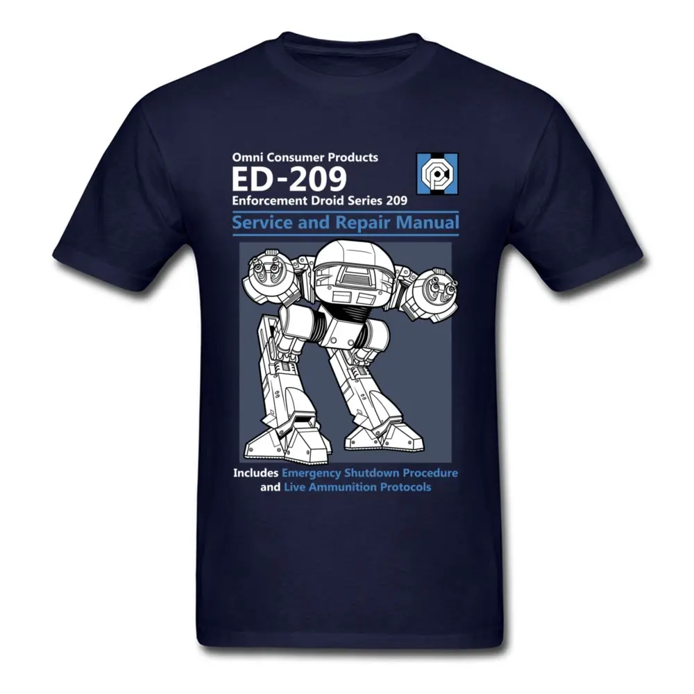 Blue Men T Shirt Summer Fashion Casual Tshirt Printing Robot ED 209 Men\'s Top Quality Full Cotton Clothing Mens Tee Shirt