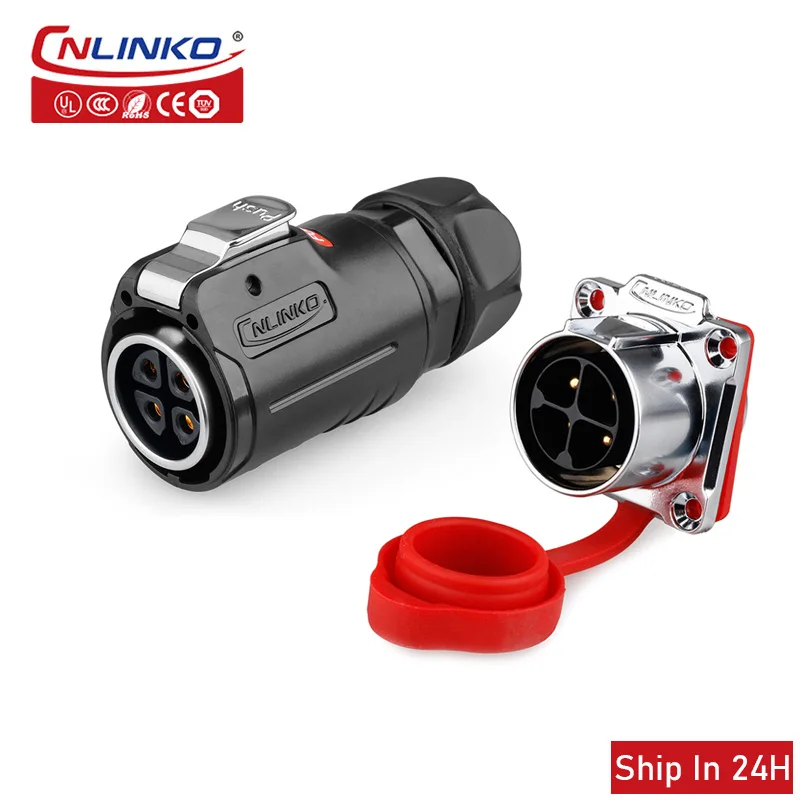 Cnlinko LP24 M24 Waterproof 3/4pin Connector Quick Disconnect Plug Socket 25A Power Connector for Stage Landscape Lighting