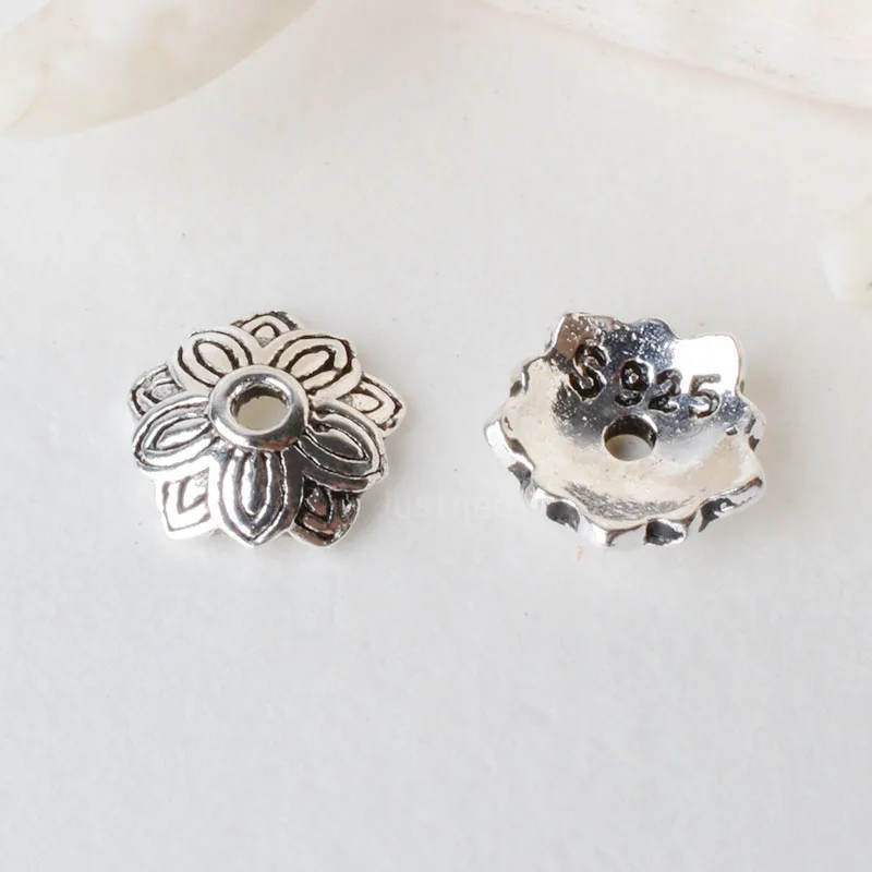 solid 925 sterling silver lotus bead cap,Thai Silver spacer bead caps,jewelry diy silver findings/components
