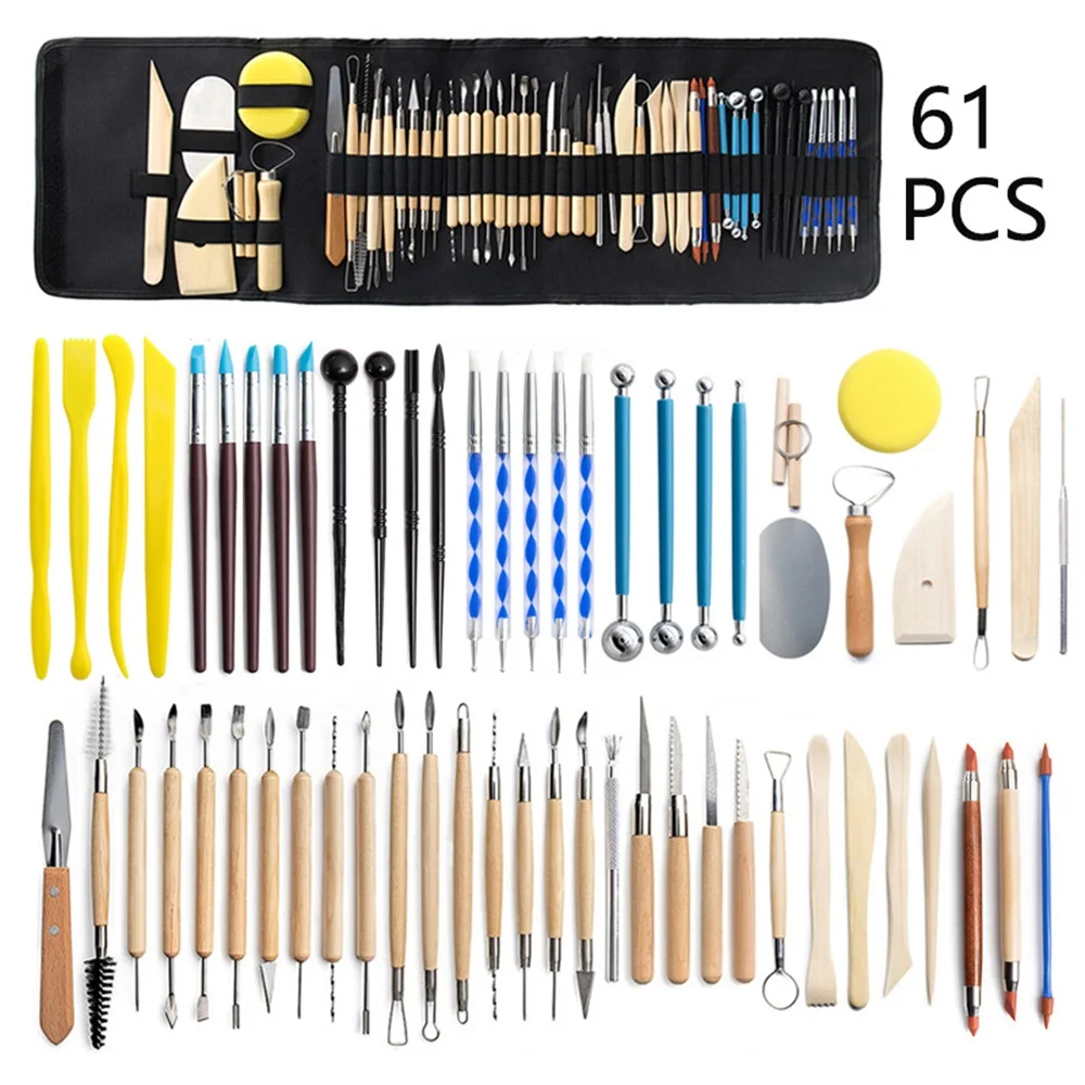 D&D Pottery Clay Sculpting Tools Pottery Carving Tool Kit with Carrying Case Bag for Beginners Professionals Pottery Modeling