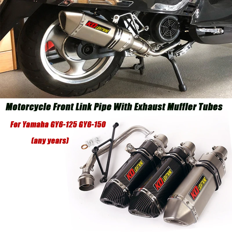 

Motorcycle Full Link Pipe Bracket Exhaust Muffler Pipe Removable DB Killer Set System Lossless Replace For Yamaha GY6-125 GY6-15