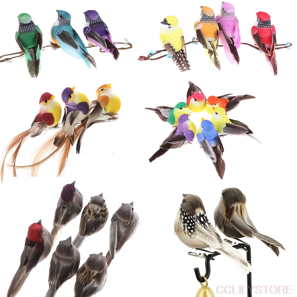 1PCS/2PCS Artificial Birds Fake Foam Animal Simulation Feather Birds Models DIY Wedding Home Garden Ornament Decoration