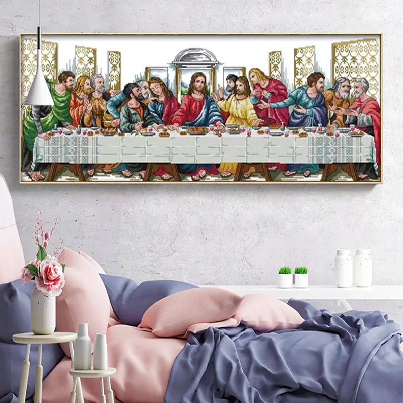 The Last Supper 3 Patterns Cross Stitch Kits Fabric Embroidery Set 11CT 14CT DIY Handmade Christmas Decorations For Home