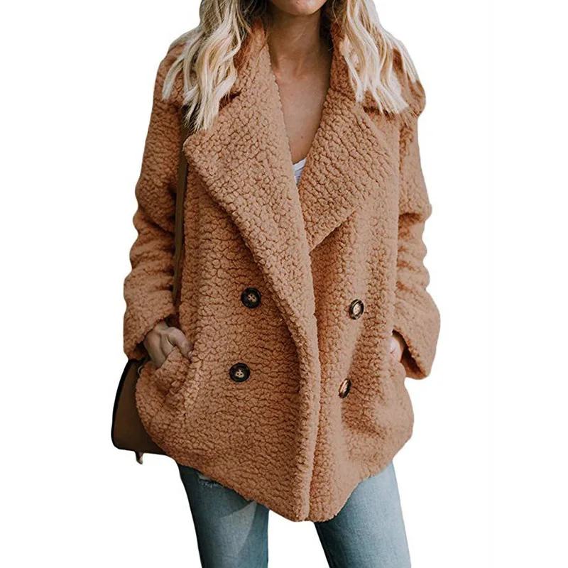 Manteau en peluche en fausse fourrure pour femme, manches longues, moelleux, chaud, femme, veste respirante, décontracté, hiver, 2021