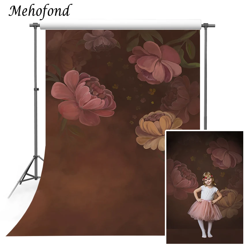 

Mehofond Floral Photography Background Hand Painted Flowers Girl Women Pregnancy Portrait Backdrop For Photo Studio Photoshoot