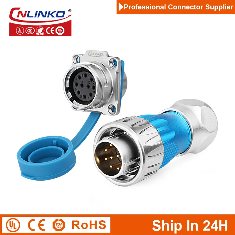 

Cnlinko DH24 10pin M24 Industrial Circular Wire Connector Male Female Plug Socket Joint Adapter for Solar New Energy Automation