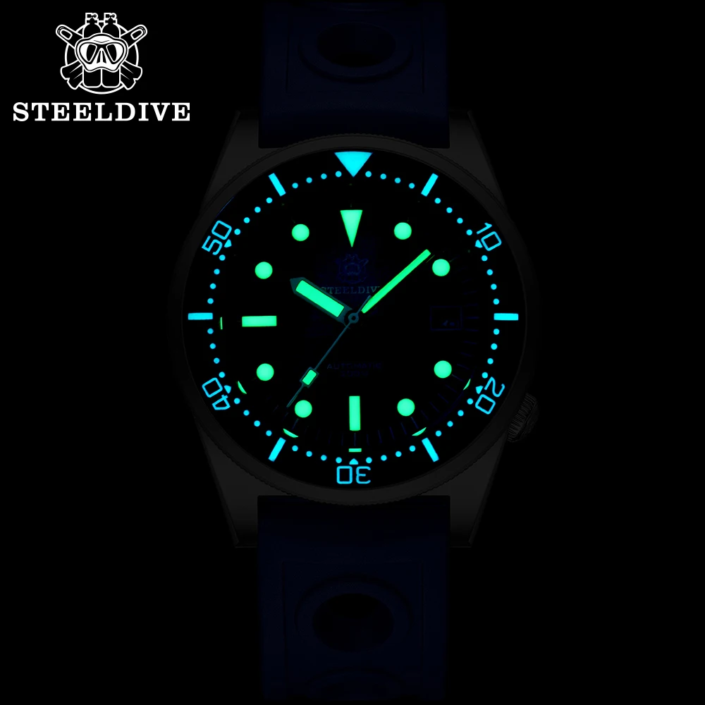 Steeldive Men\'s Diver Watch 20Bar Water Resistant Luminous Ceramic Bezel Japan NH35 Automatic Movement Mechanical Wristwatches