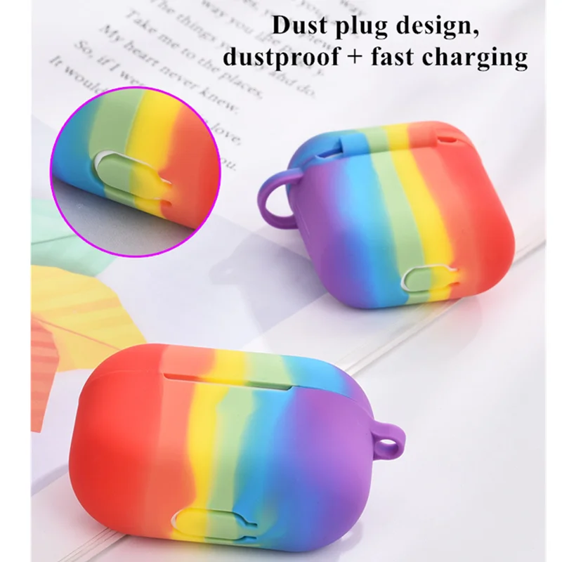 Rainbow Silicone Cover Case For apple Airpods 3 Pro Case sticker Case for airpod 1 2 3 For Air Pods Accessories