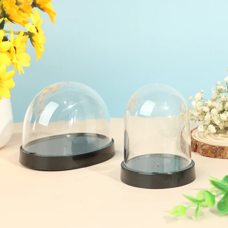 Round Clear Model Ellipse Dust Bell Cover Plastic Display Box Figurine Miniature Craft Decor