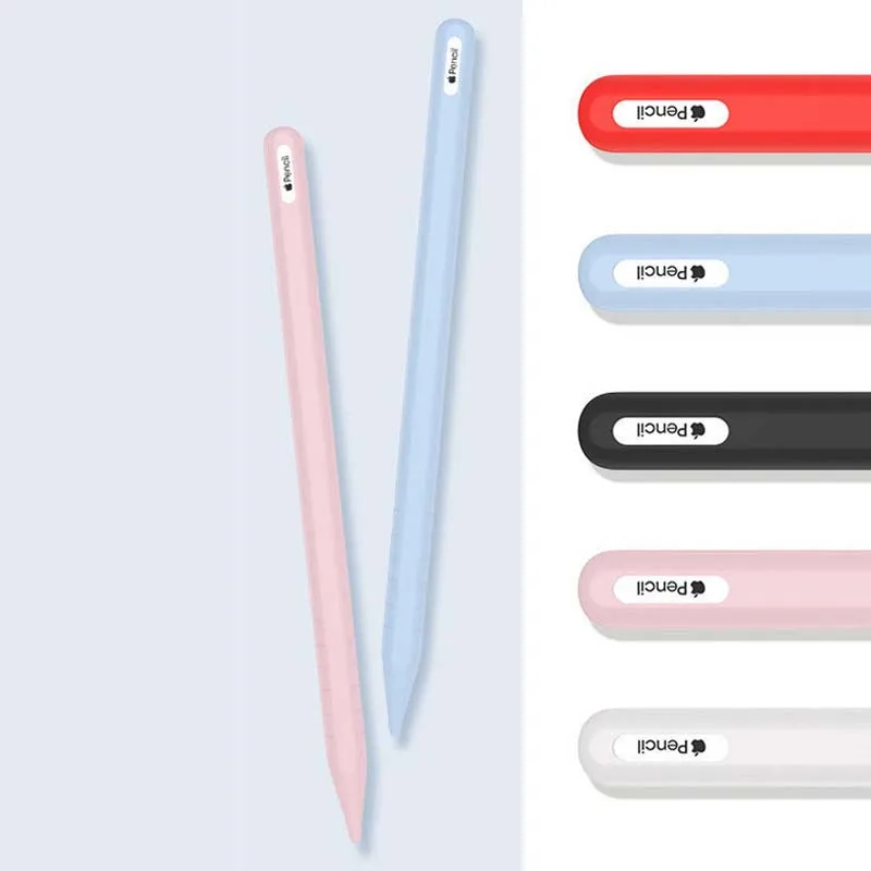 Candy Colorful Soft Silicone Case Protective Sleeve For Apple Pencil 2nd iPad Pro Tablet Touch Pens With 2 Nib Sleeves