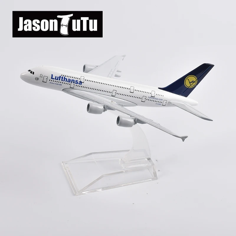 

JASON TUTU 16cm Lufthansa Airbus A380 Plane Model Aircraft Diecast Metal 1/400 Scale Airplane Model Gift Collection