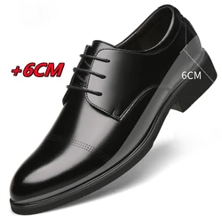 FUQIAO Formal Height Increasing Shoes Man Taller Elevator 6CM Invisible Insole For Men Heighten Increased Oxfords Business Lift