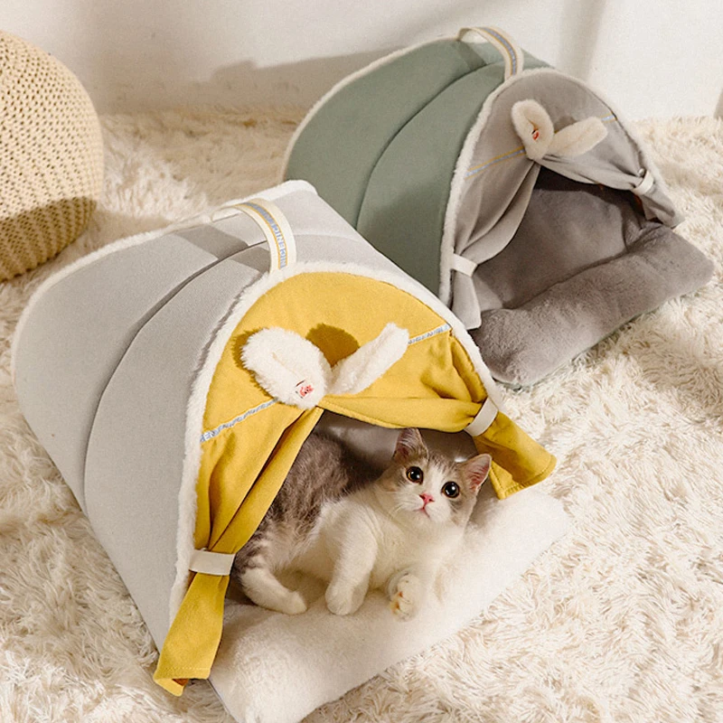 HOOPET Winter Cat Tent Warm Bed for Cats Sleeping Removable Thick Cushion for Dog Sleeping Sofa Cat Nest House Pet Supplies