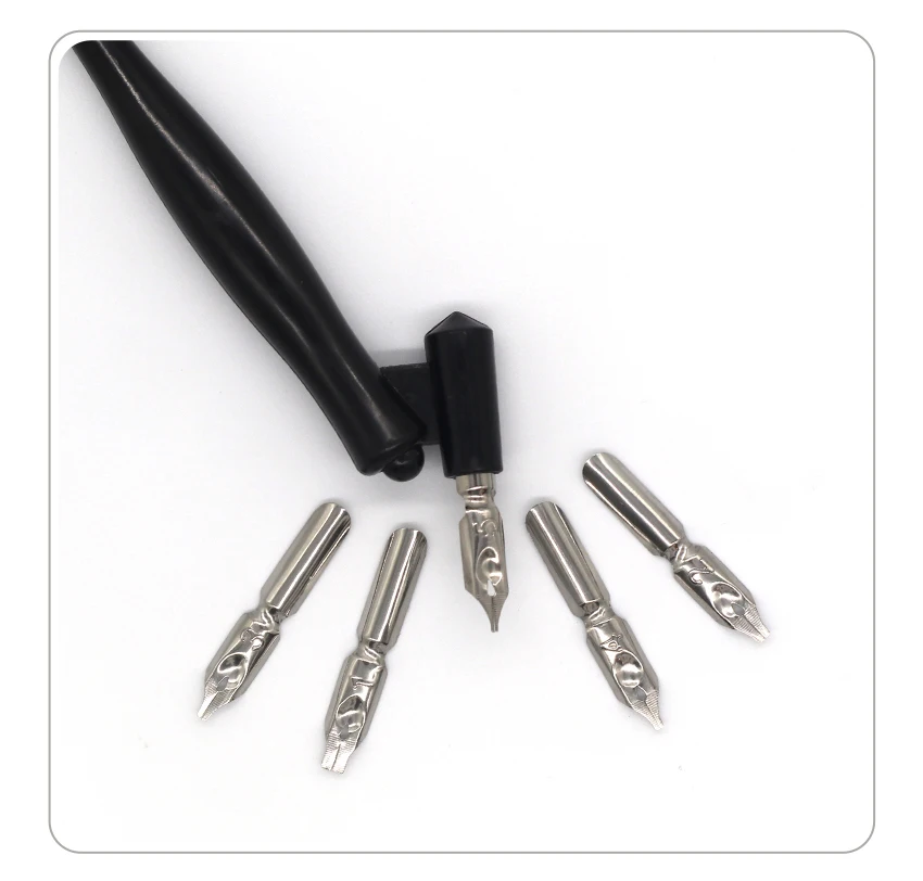 Neue Ankunft Dip Stift Manga Kalligraphie Dip Stift Halter + 6 Schreibfedern für Schriftzug Skizzieren Zeichnung Kit Brunnen Stift Schreibwaren liefert – Detail 6