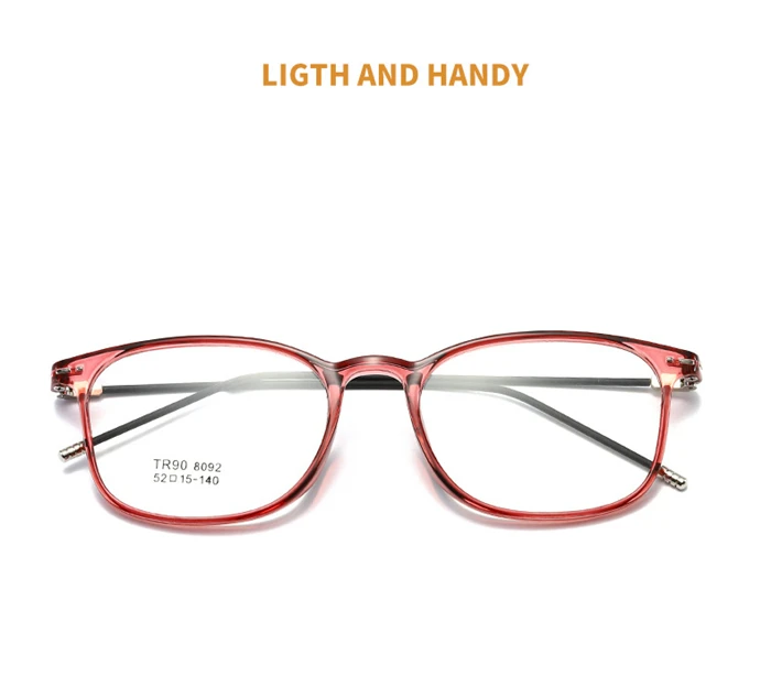 TR90 Quadratische Korrektionsbrille, Unisex, Stahldrahtbein, Kurzsichtigkeitsbrille, transparente Dioptrien -0,5 -1,0 -1,5 -2,0 bis -6,0 – Detail 3