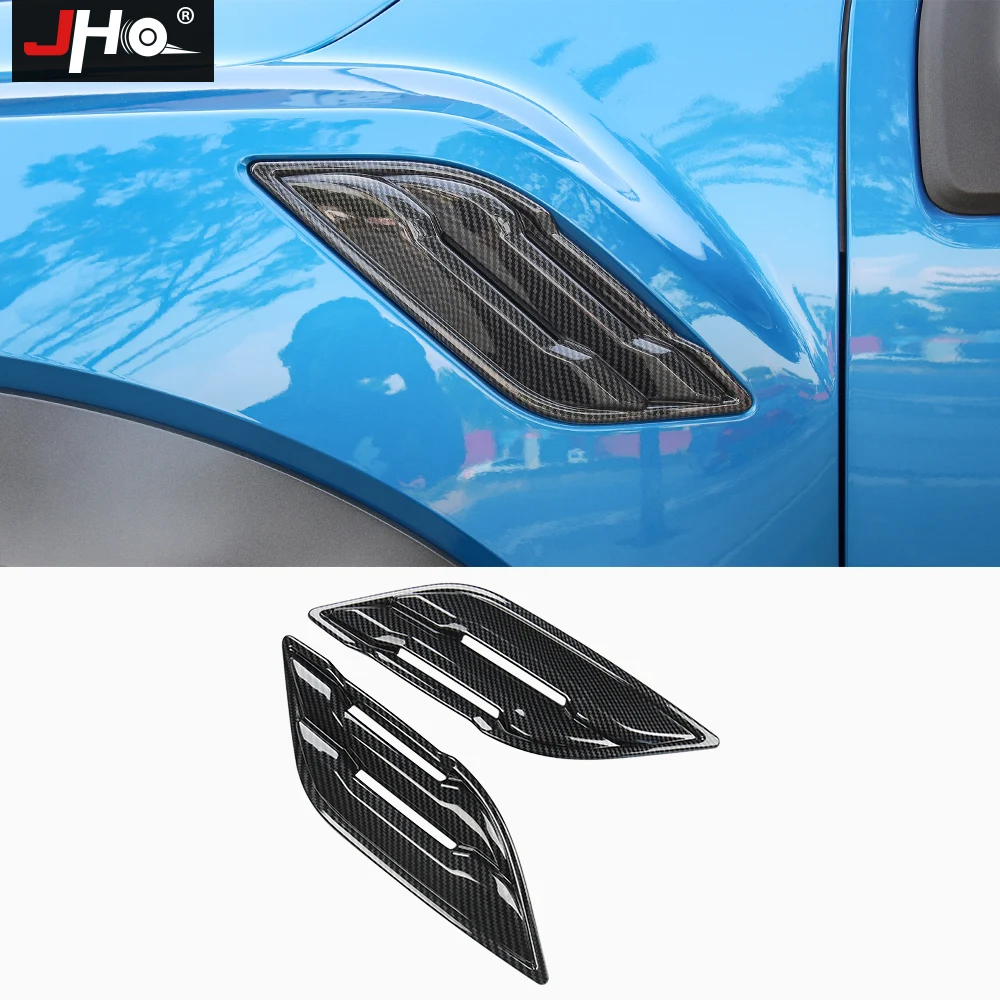 JHO ABS Chrome Carbon Grain Fender Vent Outlet Overlay Cover Trim For Ford F150 Raptor 2017-2020 2018 2019 Truck Car Accessories