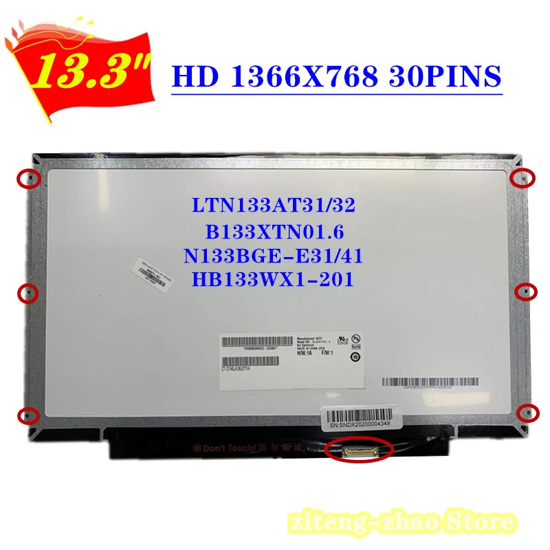 13.3INCH HD  B133XTN01.6 N133BGE-E31/41 HB133WX1-201 LTN133AT31/32 LCD Screen For Dell 3380 3340 3350 30Pin 1366*768