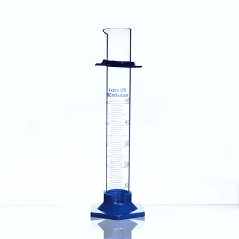 10 pieces/pack 50mL Hexagonal Glass Mmeasuring cylinder Borosilicate Chemistry Glass Graduated Cylinder